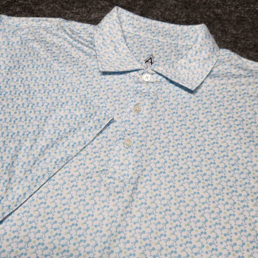 Mens Archer Links Performance Golf Polo Shirt All Over Print Martini Glass XL